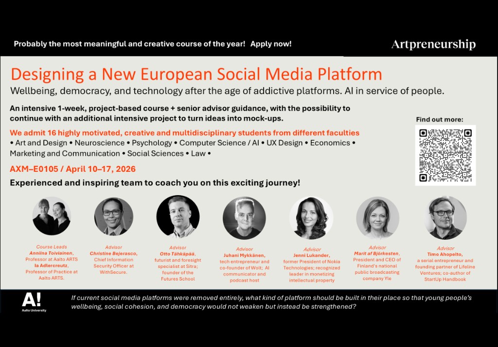 Designing a New European Social Media Platform – Artpreneurship course